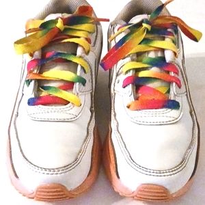 NIKE Air Max Girl's White With Coral/Grey Accents Size Youth 3